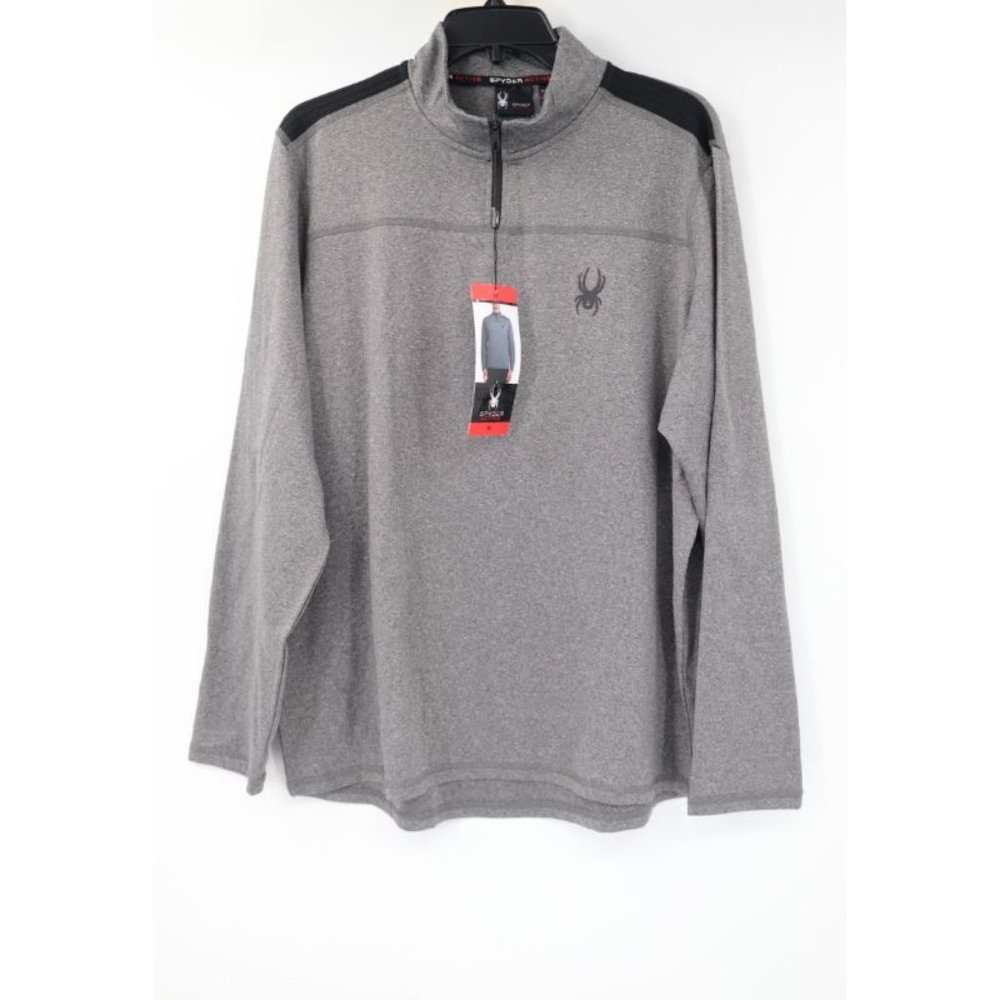 NWT spyder pullover Mens M moisture wicking performance 1/4 zip gray heather